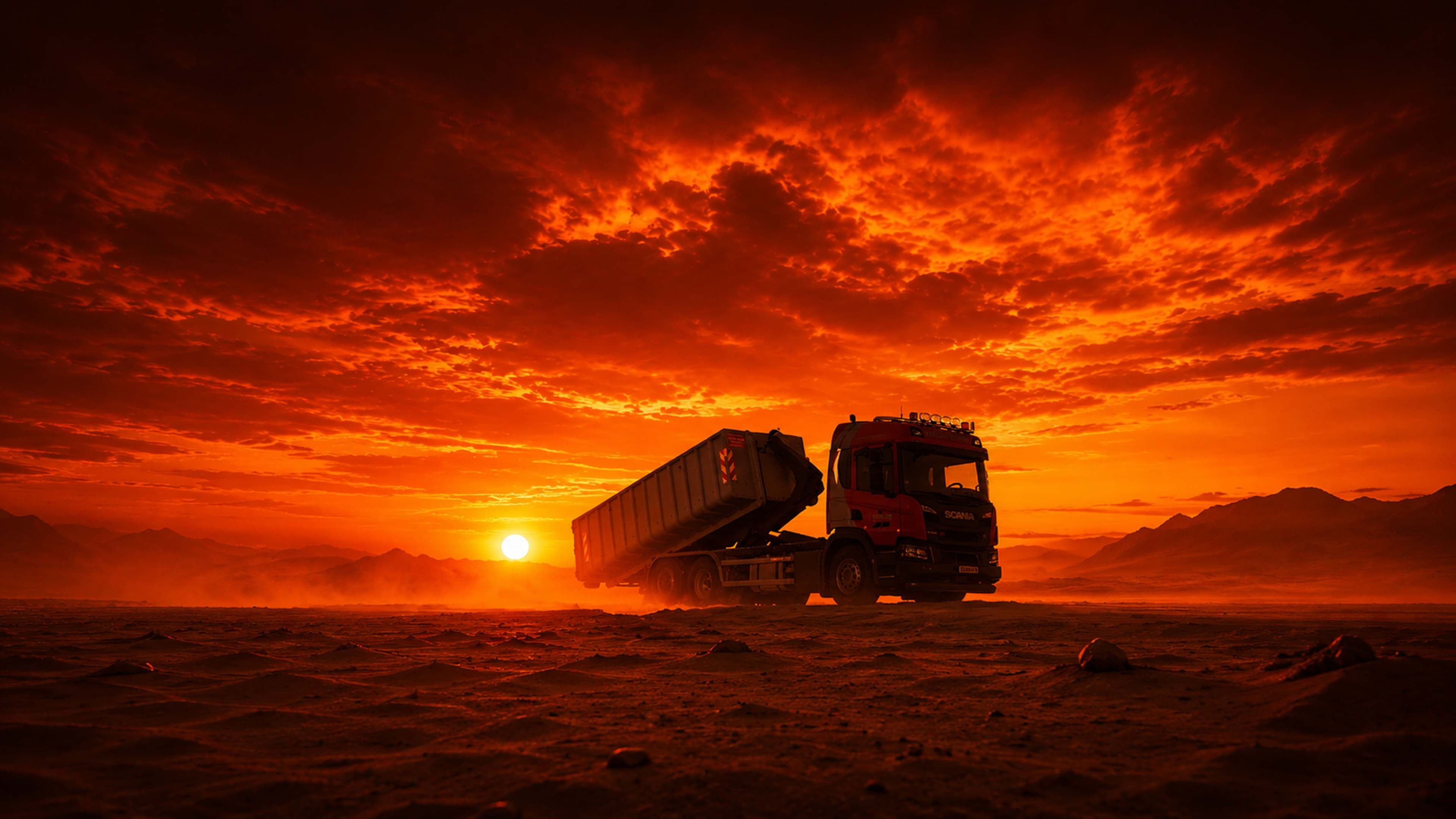 Truck at sunset